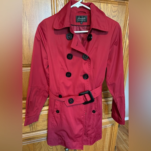 “SOLD” Red Trench Coat with a belt - Picture 3 of 7